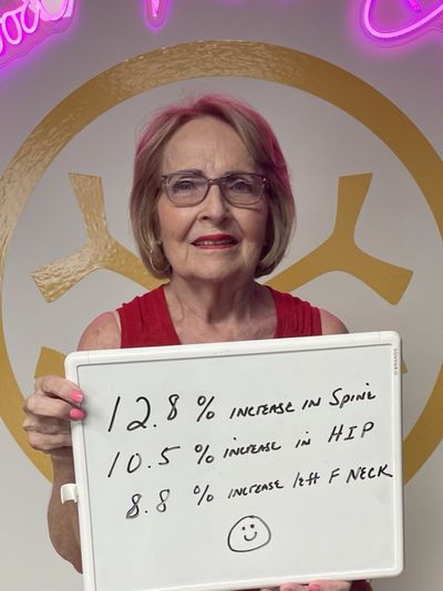 OsteoStrong member Nicole - Spine +12.8%, hip +10.5%, femoral neck +8.8%