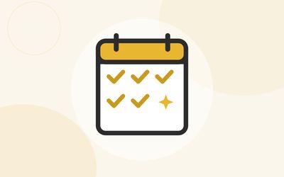 Illustration of a calendar filled with checkmarks and one starred session