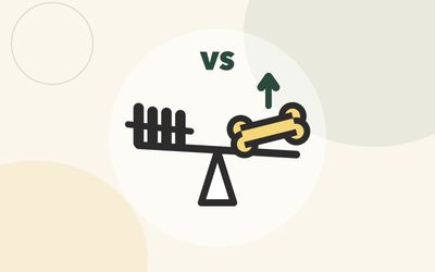 Illustration of a barbell weighed against a strengthening bone on a balance beam