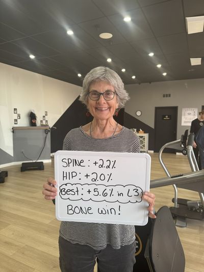 OsteoStrong member Diane M. - Spine +2.2%, hip +2.0%, L3 +5.6%