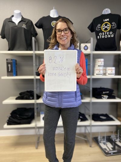 OsteoStrong member Melinda D. - Bone density +8.2%