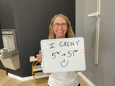 OsteoStrong member Lisa W. - Grew 1 inch (5'3/4" to 5'1 3/4")