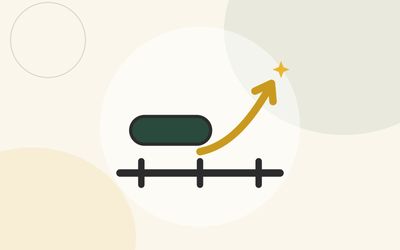 Illustration of a timeline with a capsule over the early segment and an arrow climbing past the final marker