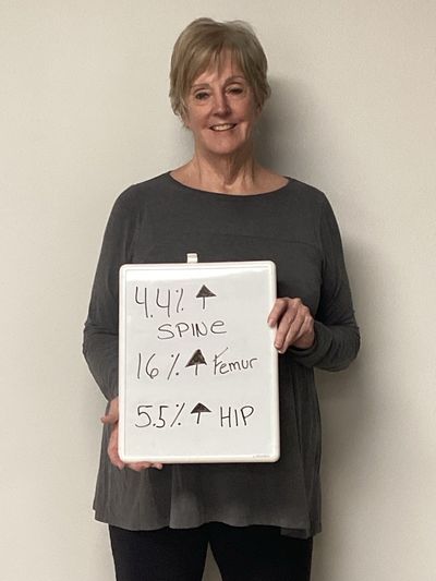 OsteoStrong member Ann St. Clair - Spine +4.4%, femur +16%, hip +5.5%