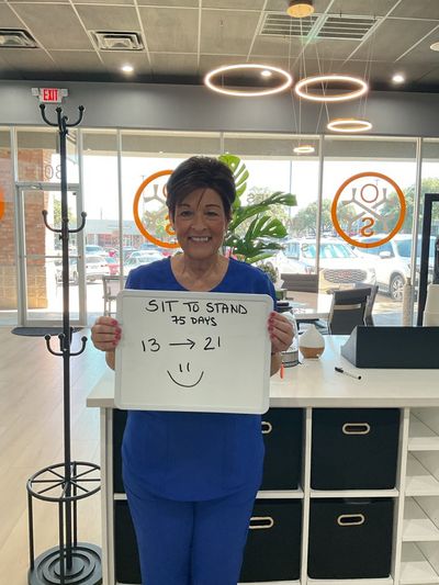 OsteoStrong member Renee K. - Sit to stand in 75 days: 13 to 21