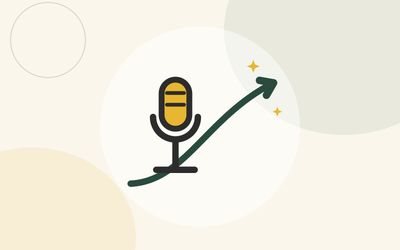 Illustration of a speaker's microphone beside a rising longevity curve