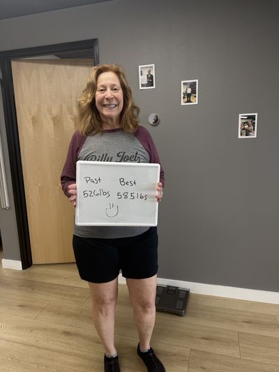 OsteoStrong member Debbie H. - Force output: 526 lbs to 585 lbs