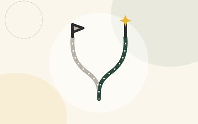 Illustration of a path forking toward two different destinations